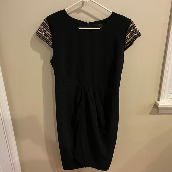 Guess Black Dress with Gold and Silver Beaded Arms Size 12 - Picture 2 of 8